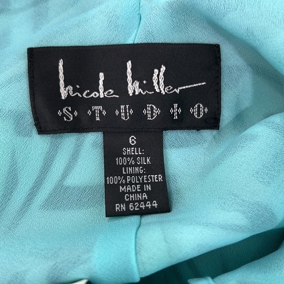 Nicole Miller 100% silk BoHo abstract, spaghetti strap dress size 6 - Picture 8 of 9